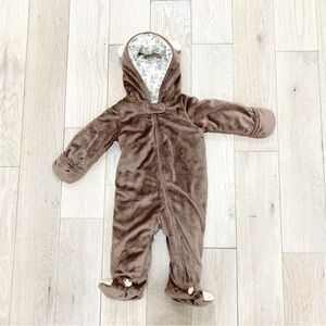 Carter's Brown Moose Bodysuit Plush One Piece with Hood